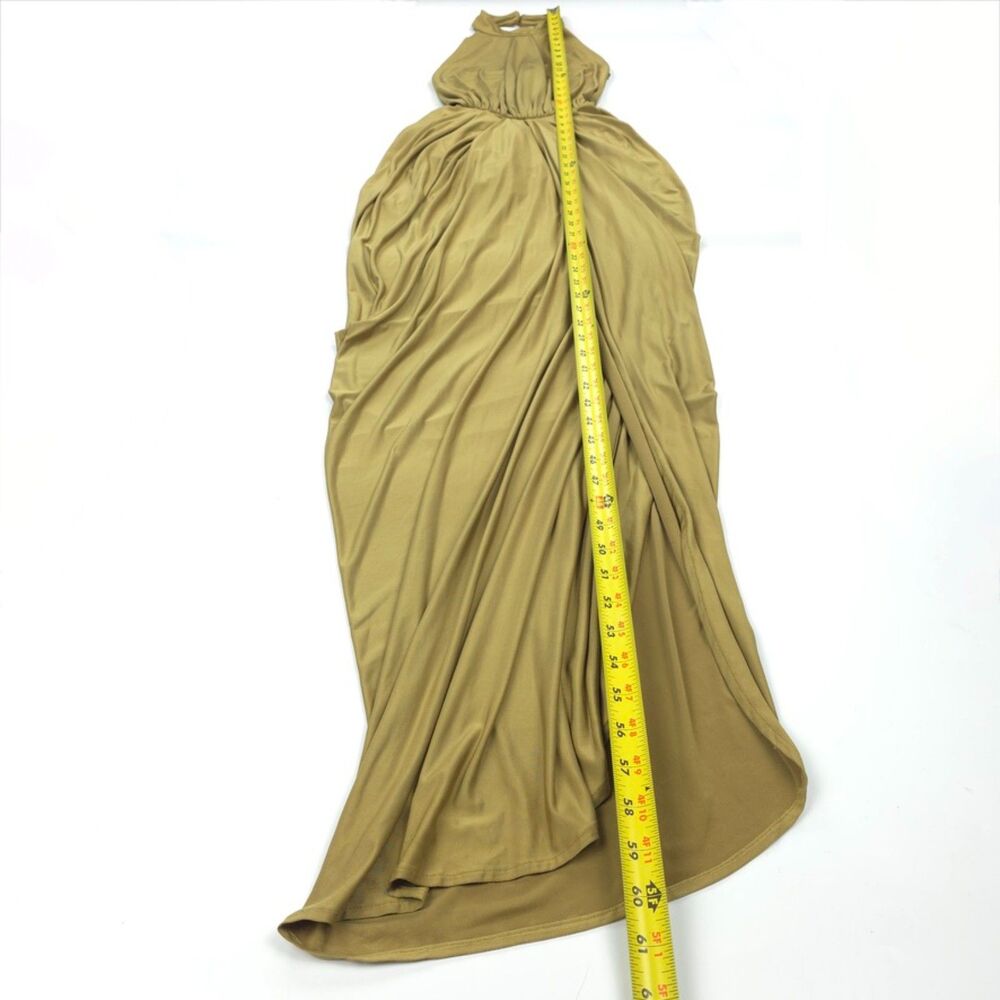 HOUSE OF CB Vittoria Draped Halter Maxi Dress Olive Romantic Svelte Goddess Boho - Picture 6 of 15